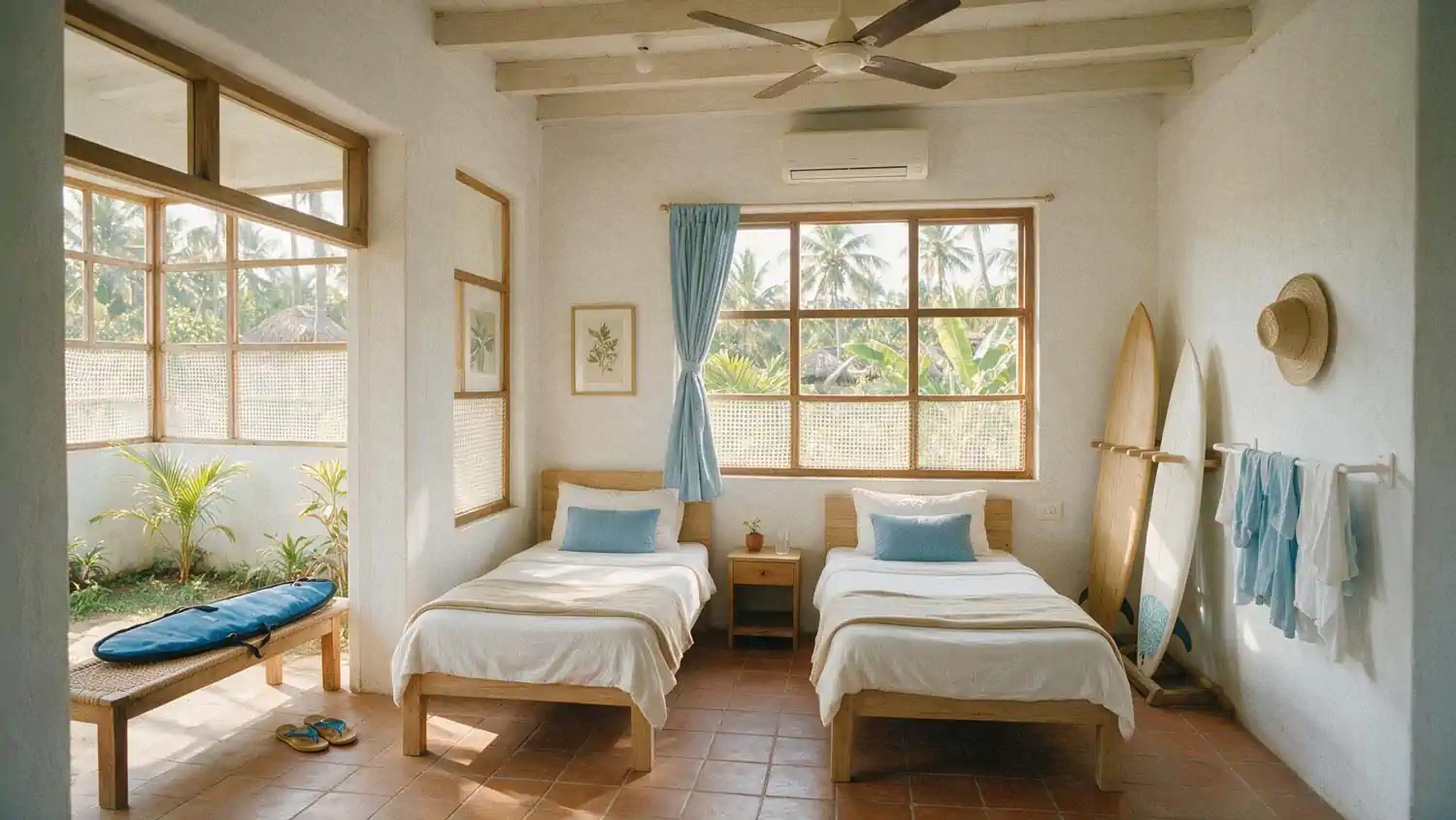 Clean and comfortable Surf Hostel accommodation for Makai guests in Goa