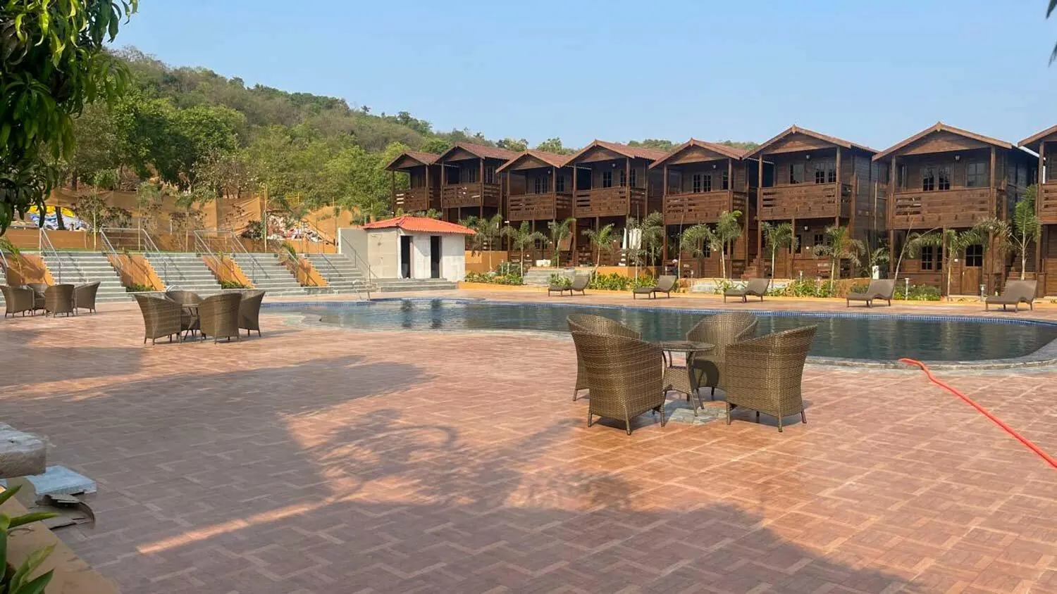 Outdoor area at the premium stay in North Goa