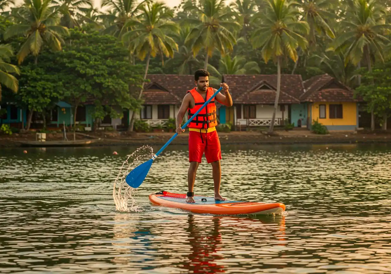 Experienced stand-up paddler on open water