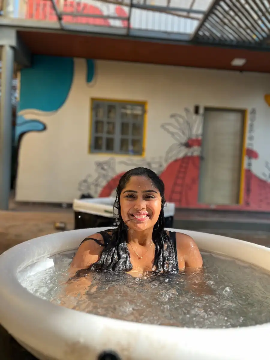 Guided ice plunge recovery experience at Makai Surf Adventure